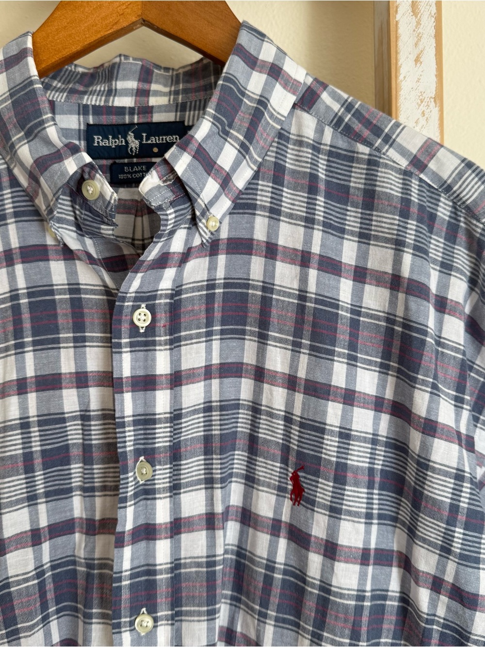 Ralph Lauren 100% Cotton Blake Plaid Button-Down Short Sleeve Shirt